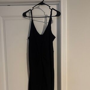 Black Spaghetti-Strap Twist Front Dress